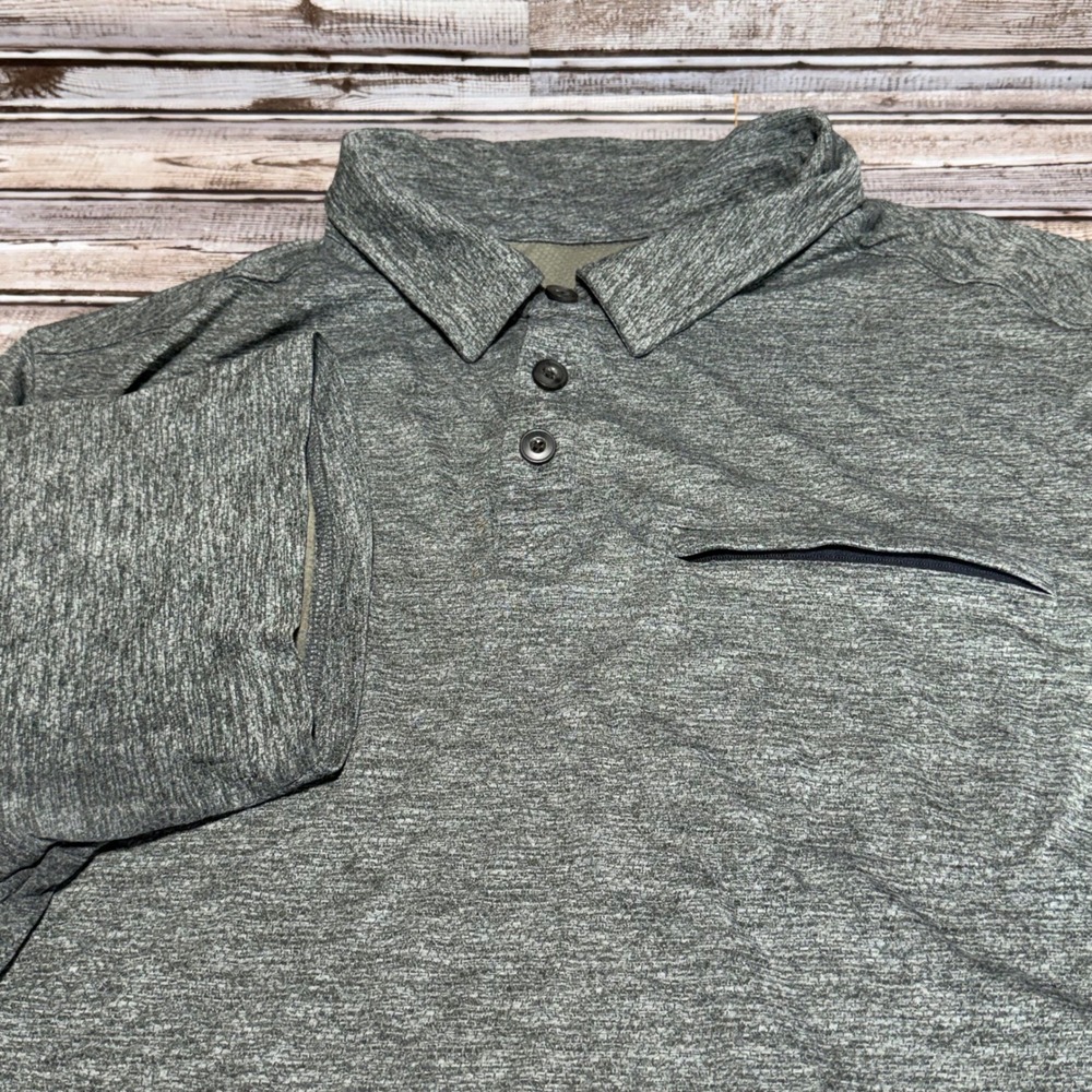 Duluth Trading Co Polo Shirt Mens 2XL Gray Short Sleeve Relaxed Fit Zip Pocket
